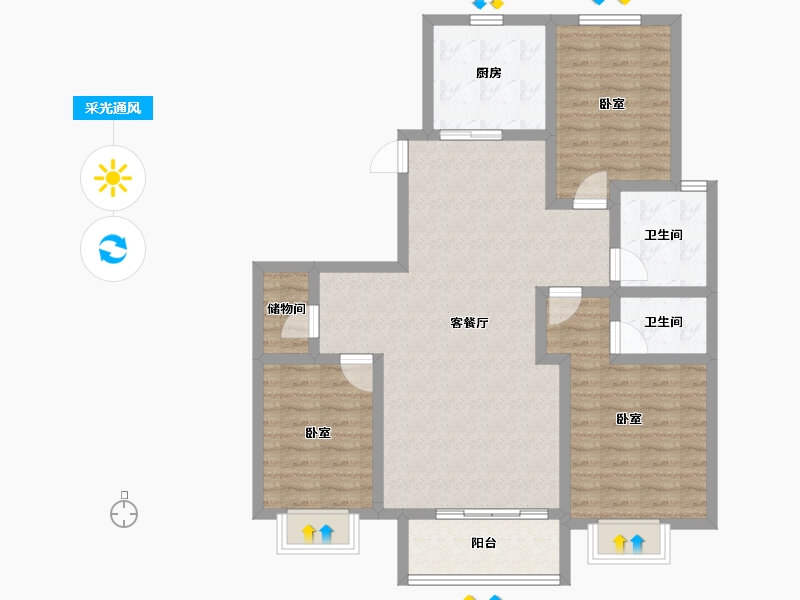 河北省-邢台市-瀚业紫御澜湾-97.62-户型库-采光通风