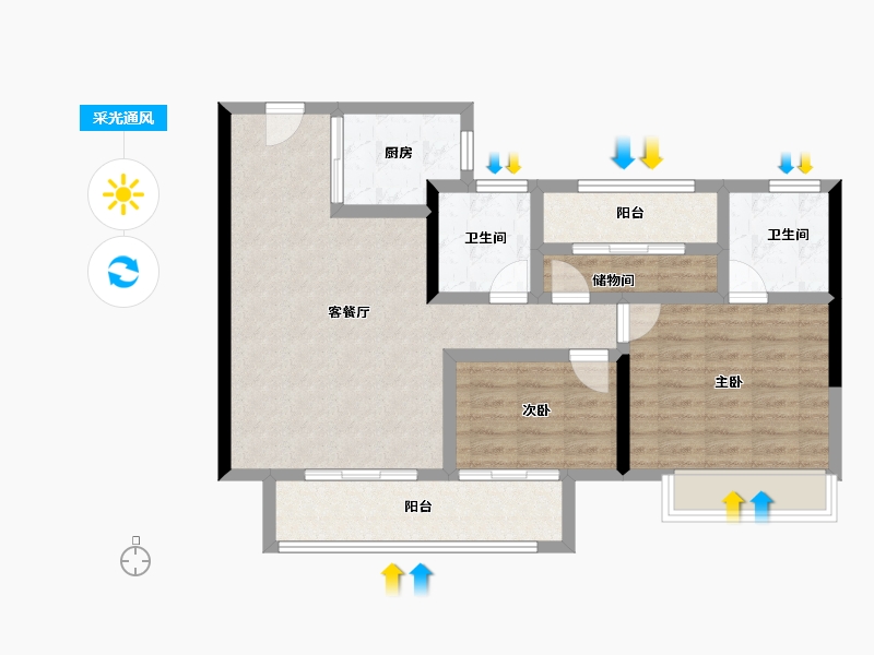 湖南省-长沙市-兴进珺府-81.15-户型库-采光通风