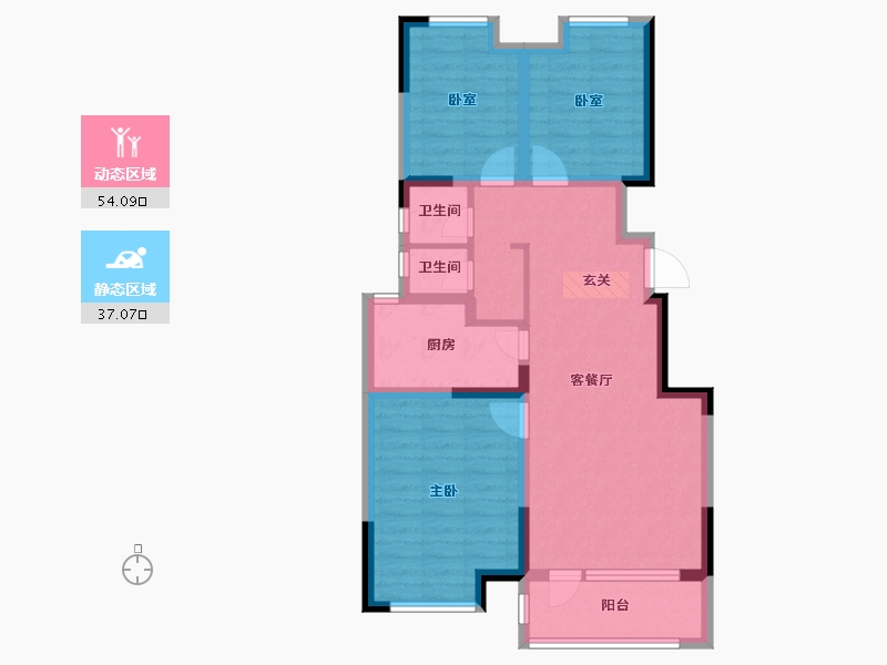 河北省-邢台市-华年里-80.45-户型库-动静分区