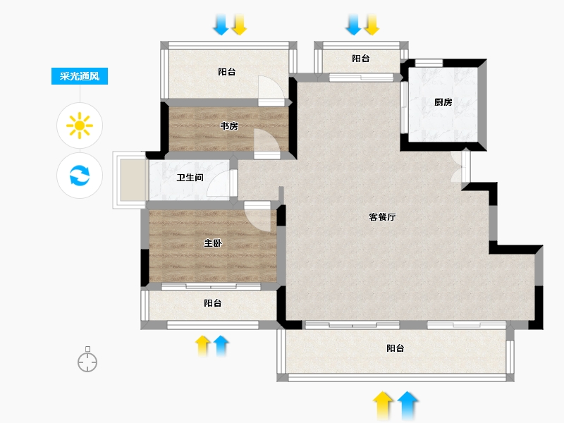 安徽省-六安市-文一·锦门桃溪里-83.20-户型库-采光通风