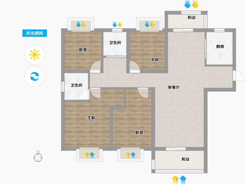 湖北省-随州市-随州碧桂园·紫宸-103.99-户型库-采光通风