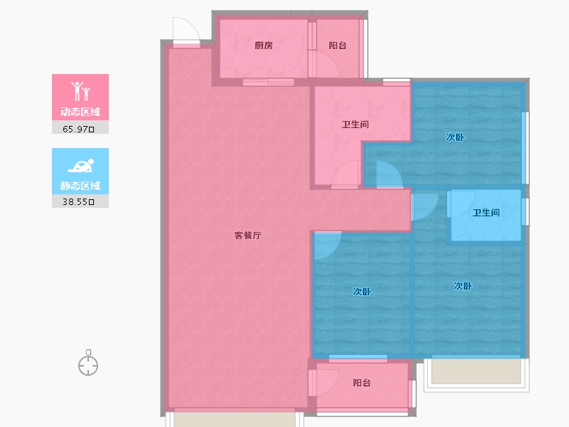 广东省-梅州市-鸿禧中心城尚园-94.74-户型库-动静分区