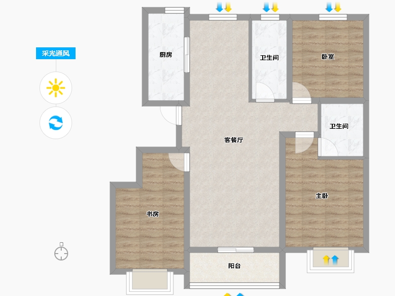 河北省-邢台市-滨河上智家园-89.71-户型库-采光通风