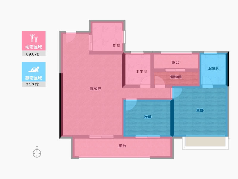 湖南省-长沙市-兴进珺府-89.51-户型库-动静分区