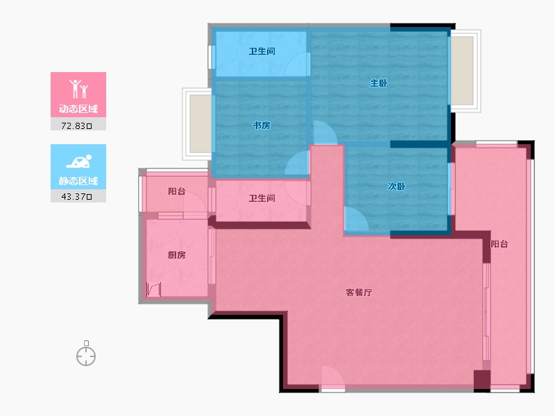 广东省-云浮市-泰德花园-111.60-户型库-动静分区