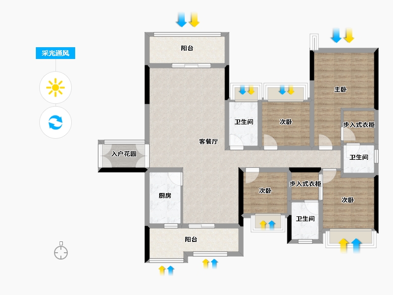 广东省-梅州市-创杰璟苑-122.09-户型库-采光通风