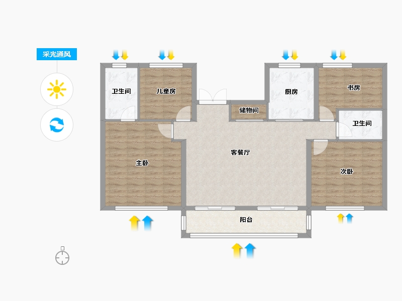 江苏省-苏州市-珑樾花园-108.01-户型库-采光通风