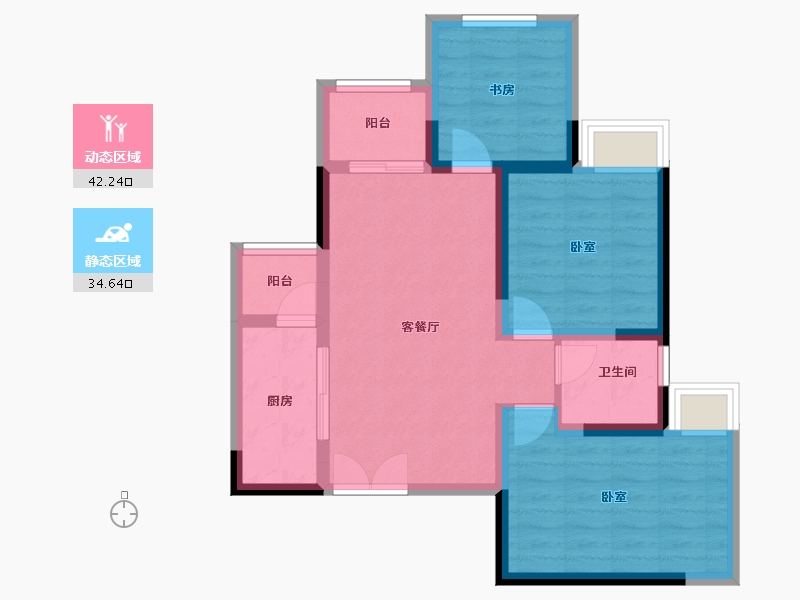 重庆-重庆市-美岸江山-65.44-户型库-动静分区