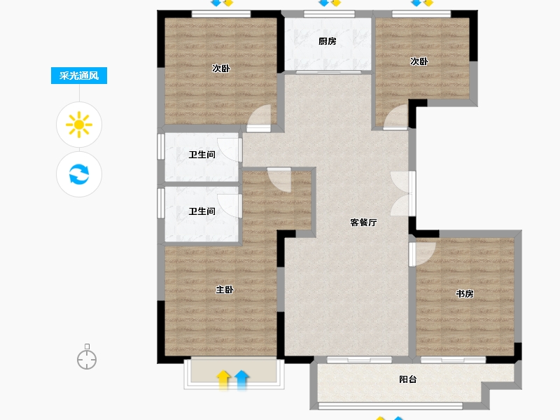 河南省-洛阳市-洛阳建业鸾州府-110.13-户型库-采光通风