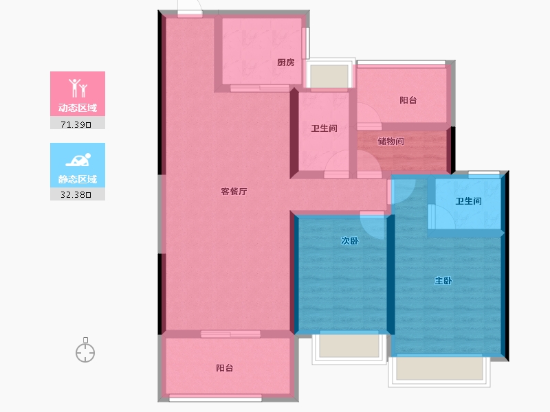 湖南省-长沙市-旭辉·国宸东方-91.34-户型库-动静分区