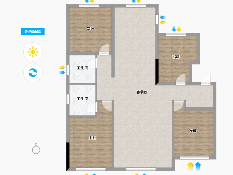 辽宁省-盘锦市-总部生态城·泰郡三期-120.60-户型库-采光通风