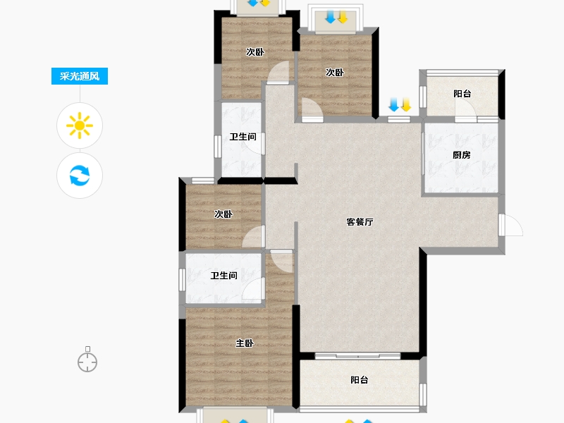 广西壮族自治区-柳州市-恒大珺睿府-113.62-户型库-采光通风