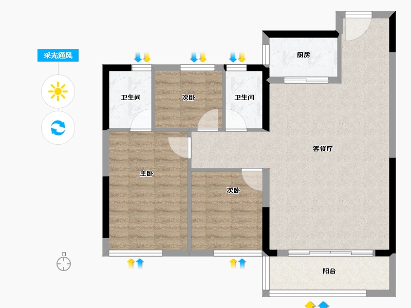 福建省-福州市-中海晋安湖叁号院-80.48-户型库-采光通风