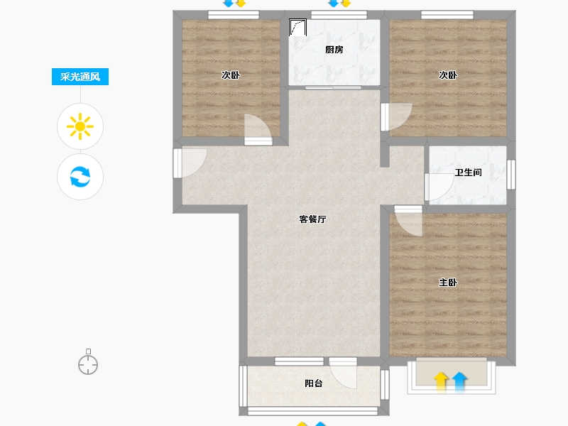 河北省-廊坊市-中远·佳成时代-86.40-户型库-采光通风