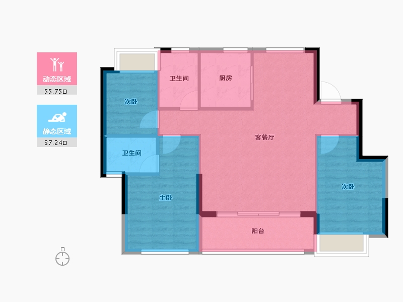 福建省-福州市-中海晋安湖叁号院-84.47-户型库-动静分区