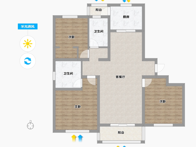 上海-上海市-新城尚品-102.81-户型库-采光通风