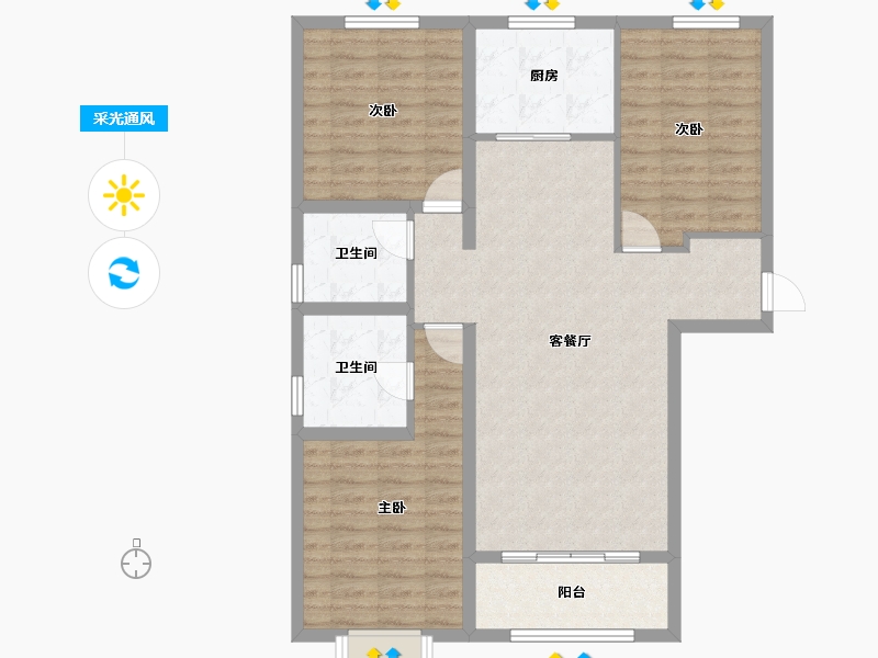 河北省-邢台市-新华里188号-96.00-户型库-采光通风