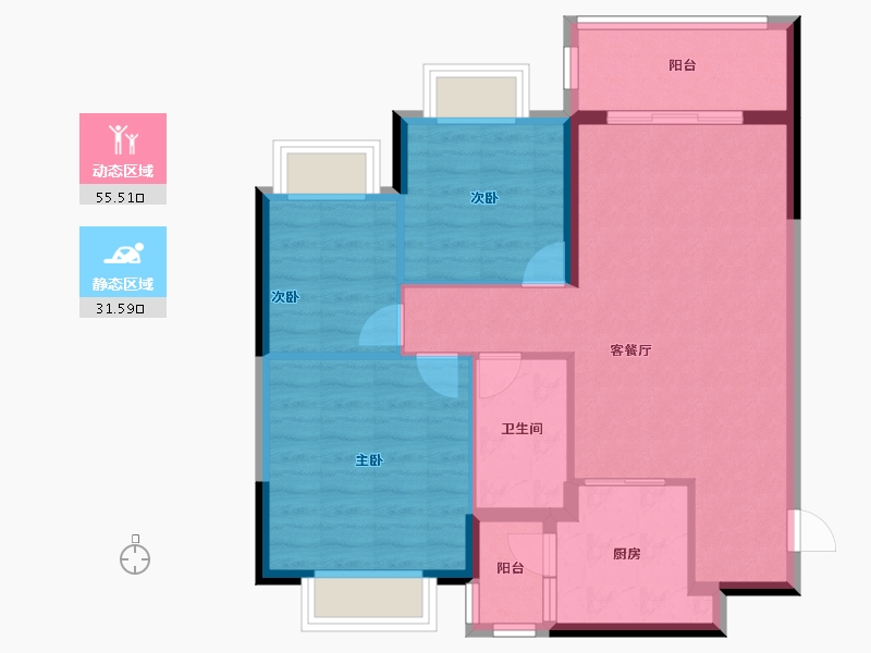 广西壮族自治区-柳州市-恒大珺睿府-78.40-户型库-动静分区