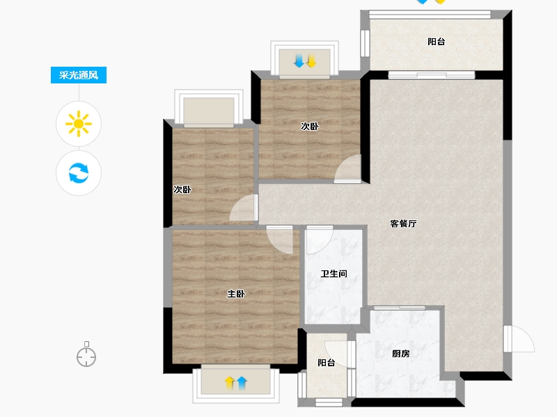 广西壮族自治区-柳州市-恒大珺睿府-78.40-户型库-采光通风