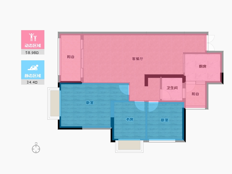 云南省-红河哈尼族彝族自治州-中央华府-84.03-户型库-动静分区