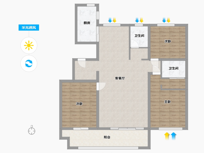 山东省-潍坊市-一象澜湾-120.00-户型库-采光通风