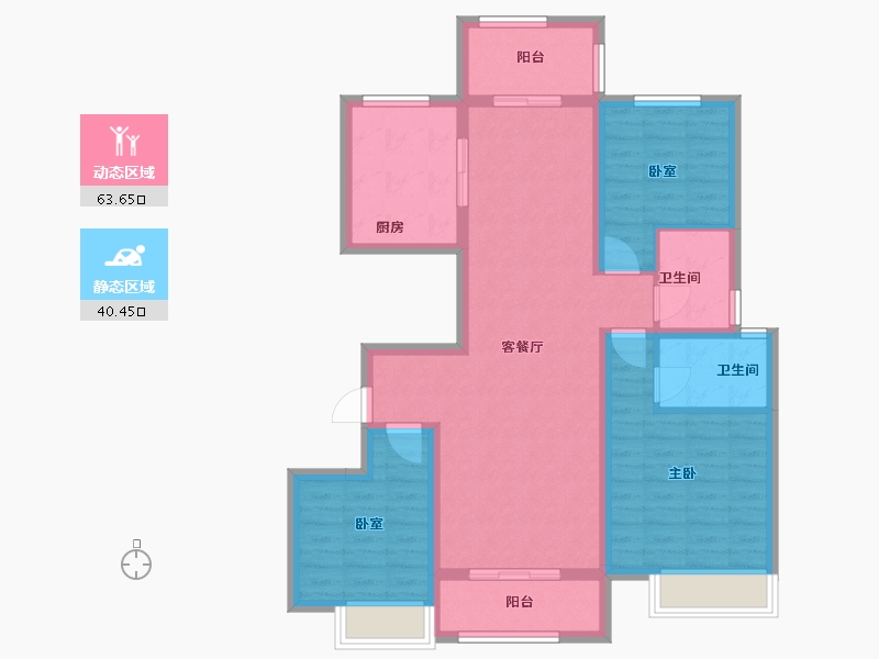 河南省-平顶山市-建邺城25#西户-101.88-户型库-动静分区