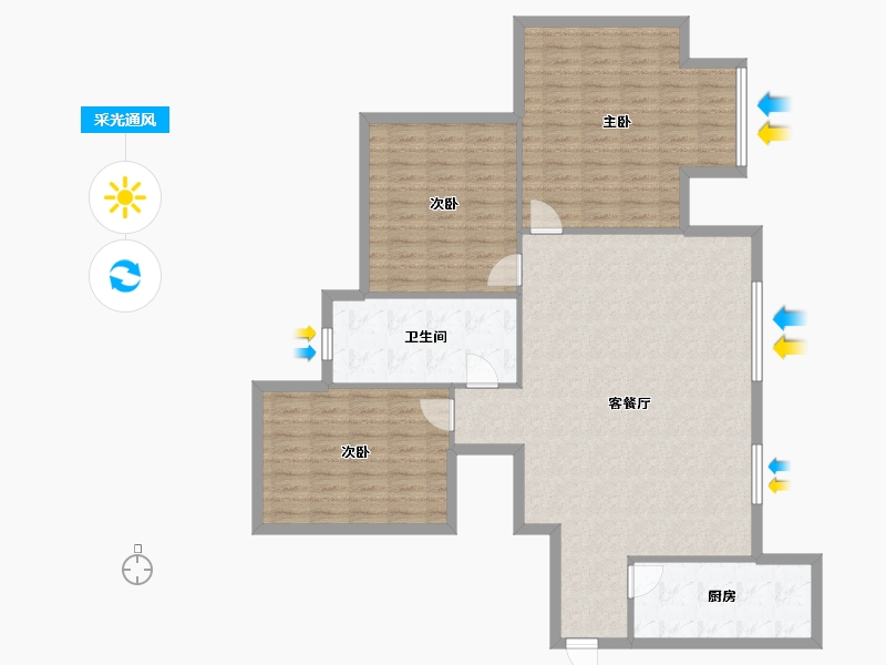 陕西省-西安市-中登文景时代-A座-125.00-户型库-采光通风