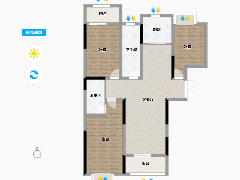 河南省-焦作市-孟州宏业鑫城-102.80-户型库-采光通风