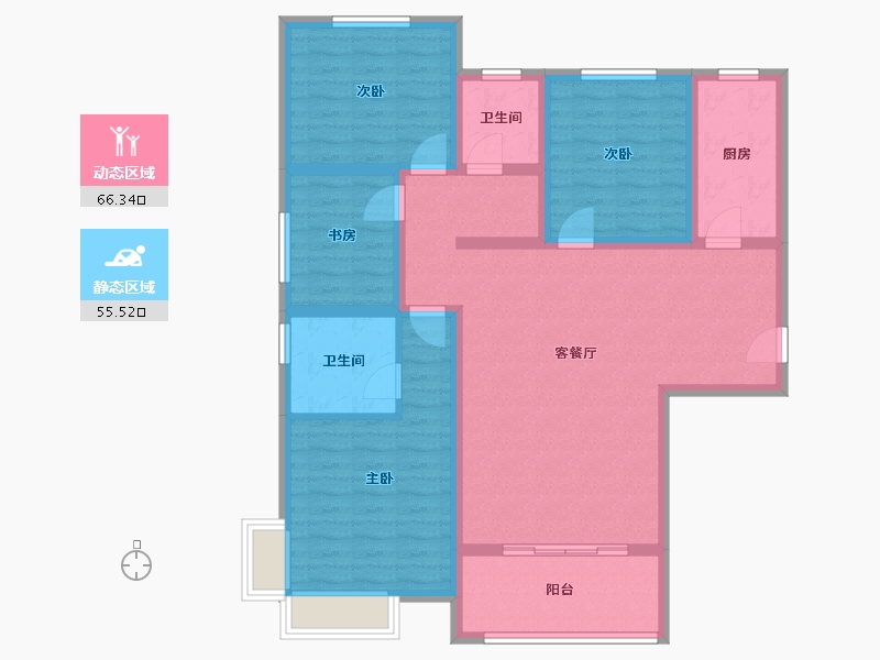 陕西省-渭南市-长安尚苑·幸福里-108.45-户型库-动静分区