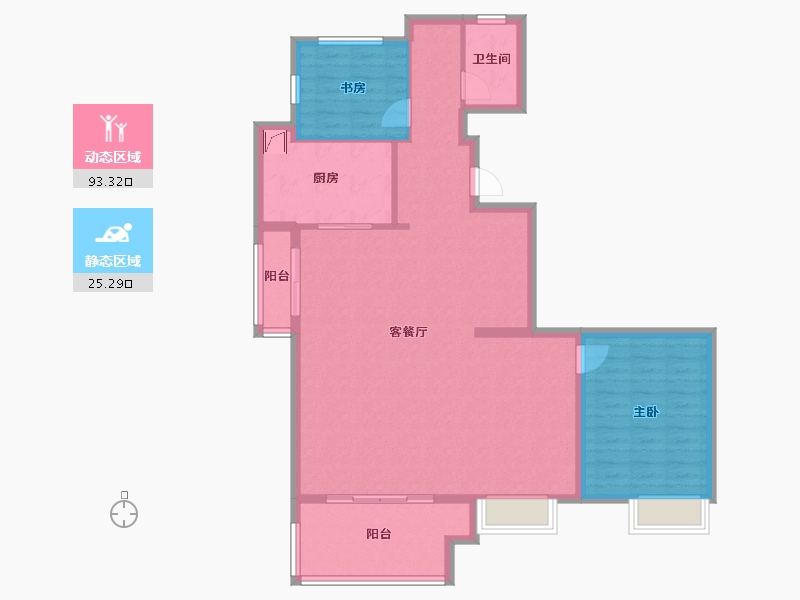 江苏省-苏州市-东原千浔-108.00-户型库-动静分区