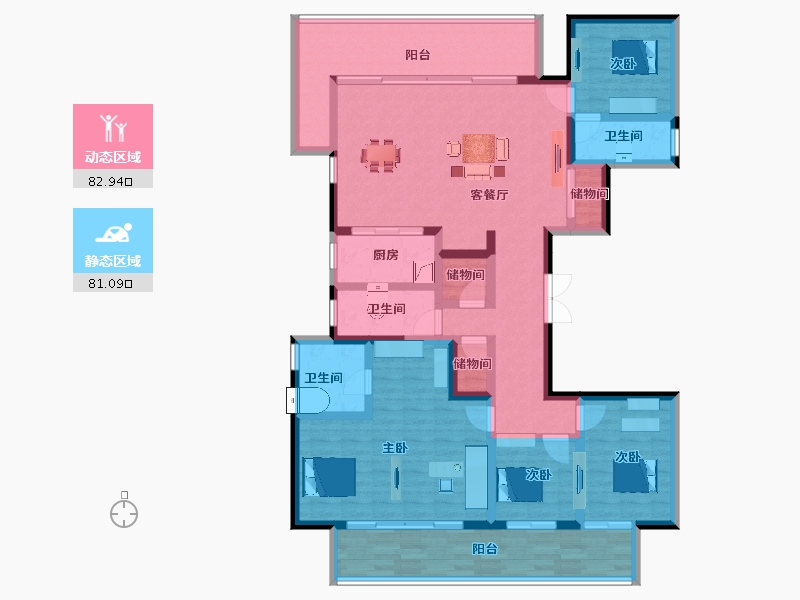 广西壮族自治区-南宁市-保利明玥江山-145.67-户型库-动静分区