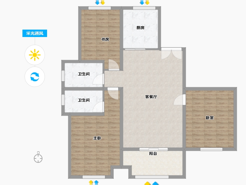 山东省-济宁市-泗水立国如意花园小区-123.00-户型库-采光通风