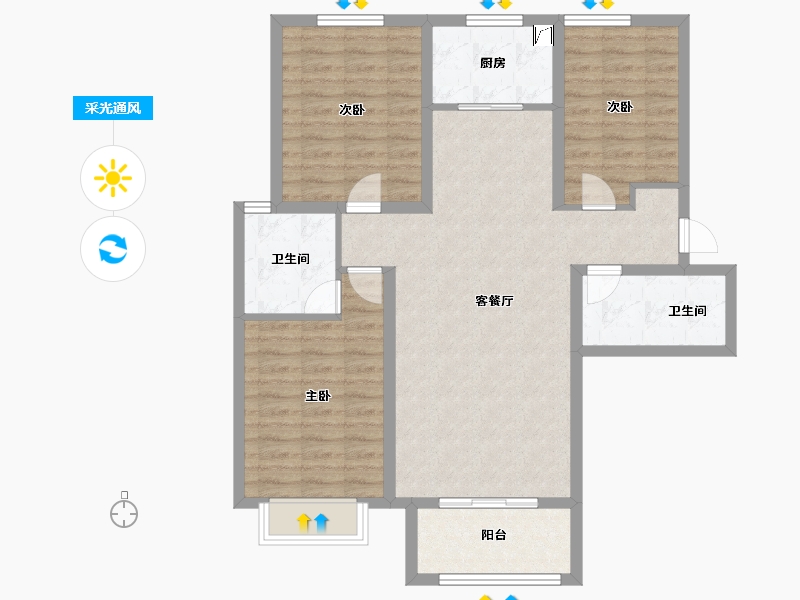 河北省-邢台市-新华里188号-95.19-户型库-采光通风