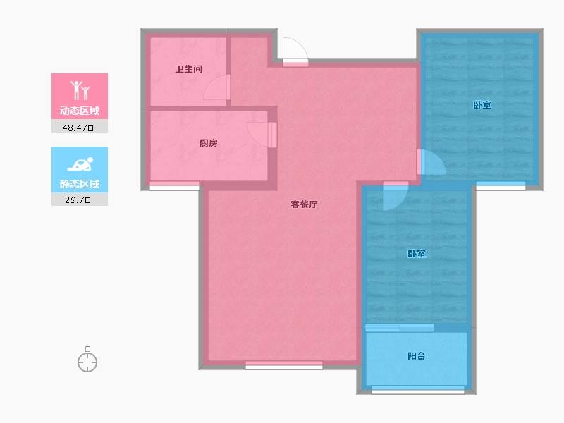 河北省-邢台市-瀚业紫御澜湾-69.60-户型库-动静分区