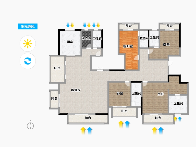 河南省-郑州市-永威上和府-263.88-户型库-采光通风