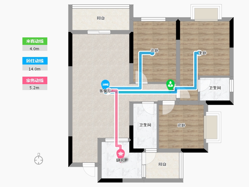 重庆-重庆市-花滩国际新城伴山豪庭-84.50-户型库-动静线