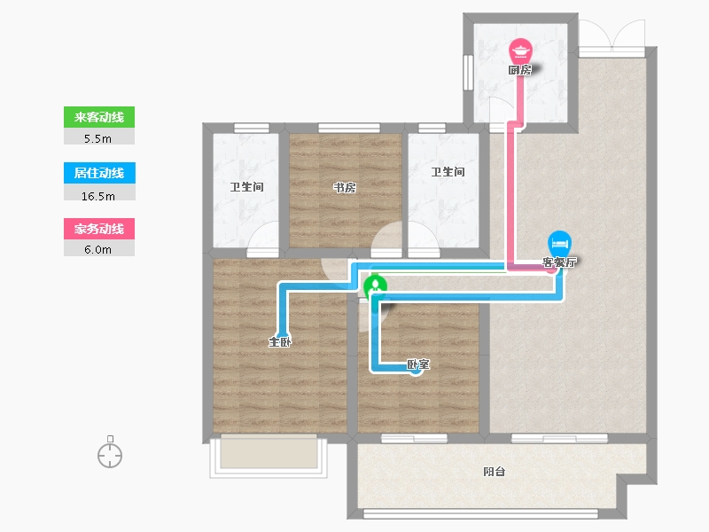 河南省-郑州市-新城玺樾门第-94.40-户型库-动静线