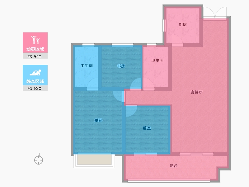 河南省-郑州市-新城玺樾门第-94.40-户型库-动静分区