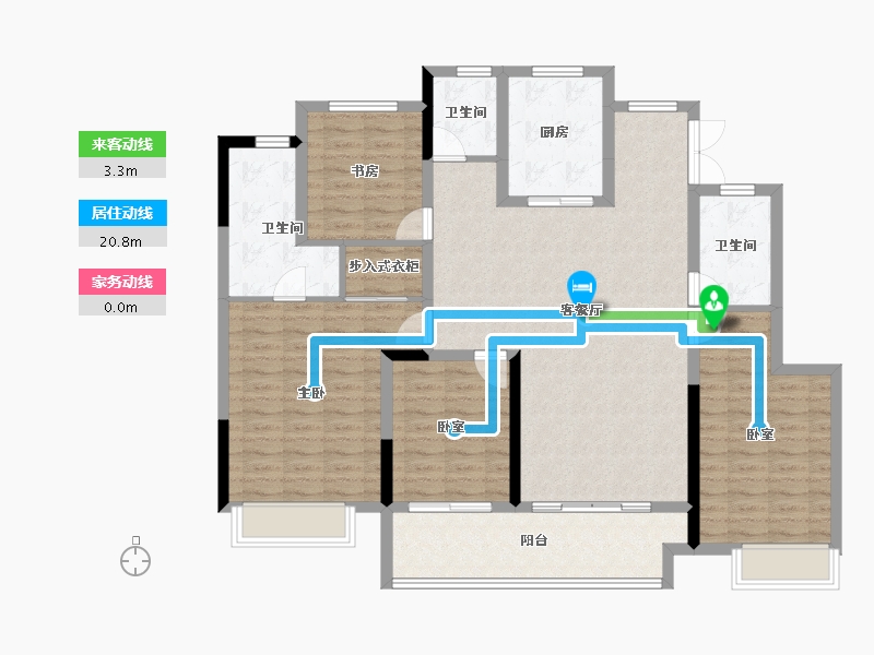 河南省-郑州市-新城玺樾门第-130.40-户型库-动静线