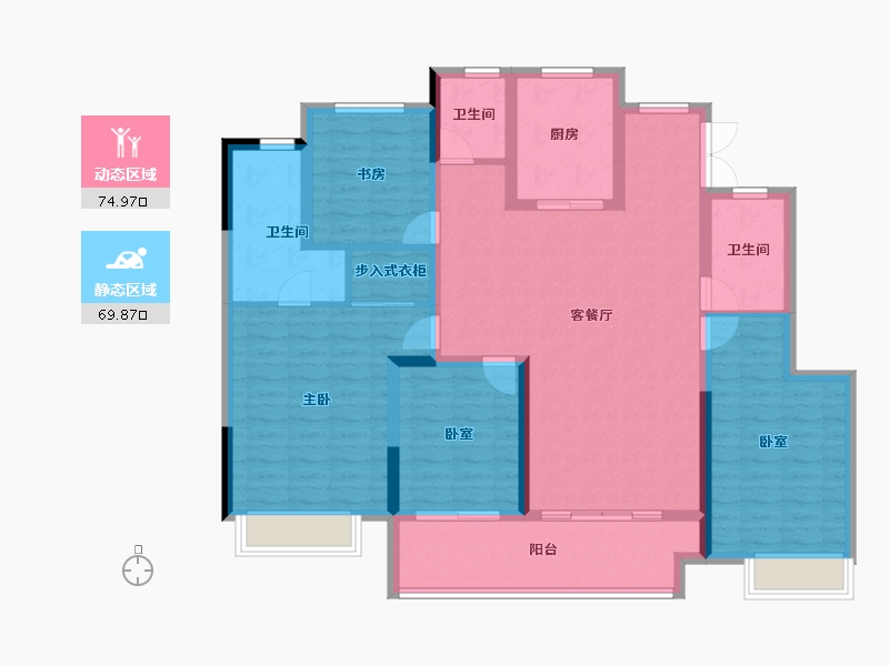 河南省-郑州市-新城玺樾门第-130.40-户型库-动静分区