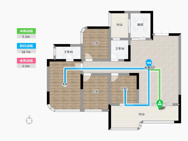 重庆-重庆市-花滩国际新城公园王府-119.45-户型库-动静线