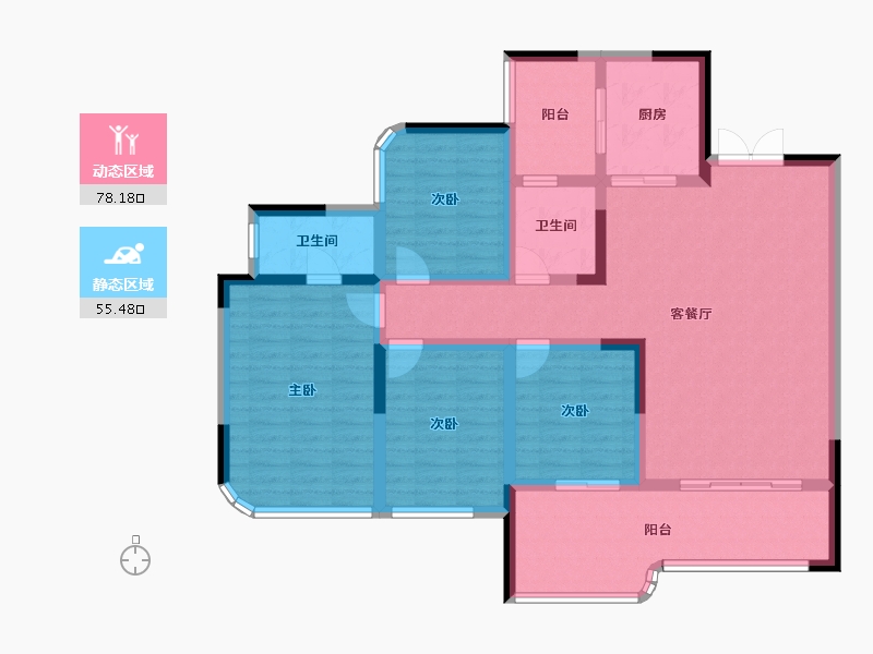 重庆-重庆市-花滩国际新城公园王府-119.45-户型库-动静分区