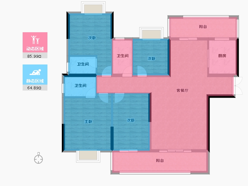 湖南省-邵阳市-恒泰珑湖·二期-136.20-户型库-动静分区