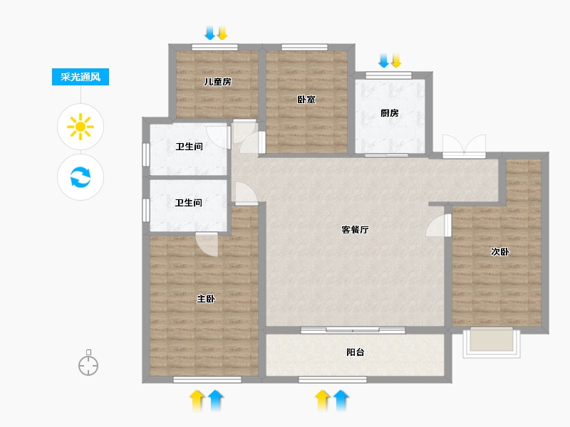 山东省-青岛市-新城玺樾-120.00-户型库-采光通风