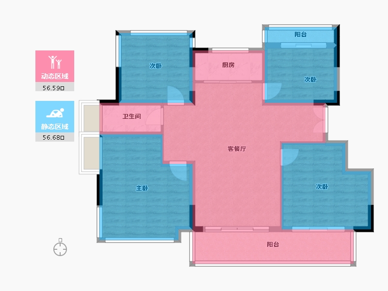 安徽省-六安市-文一·锦门桃溪里-102.25-户型库-动静分区