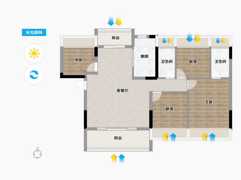 湖北省-荆州市-利达豪庭-94.76-户型库-采光通风