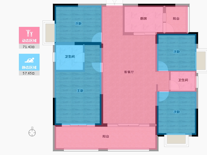 湖南省-邵阳市-恒泰珑湖·二期-116.96-户型库-动静分区