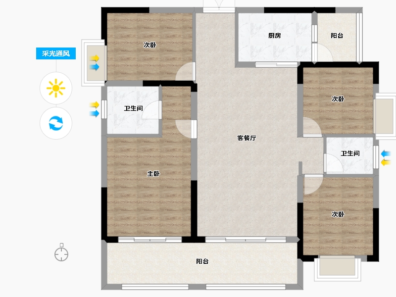 湖南省-邵阳市-恒泰珑湖·二期-116.96-户型库-采光通风