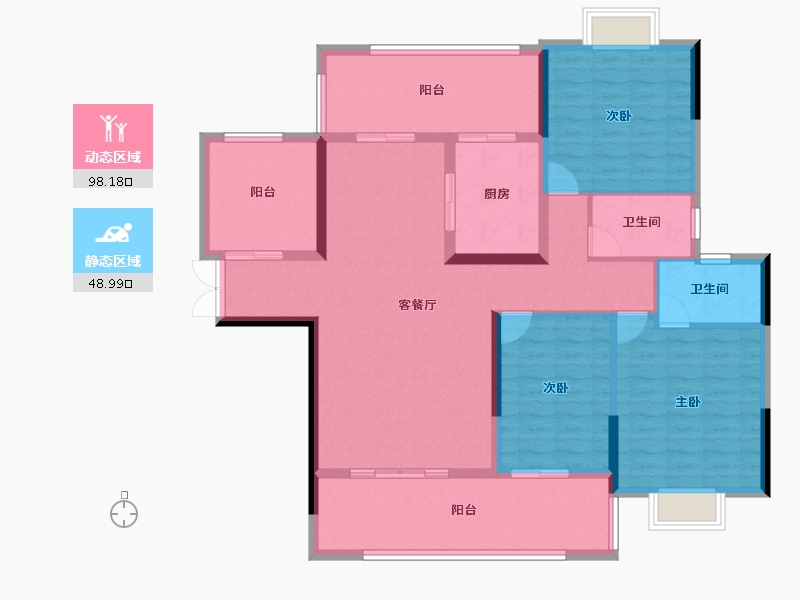 湖南省-邵阳市-恒泰珑湖·二期-133.28-户型库-动静分区