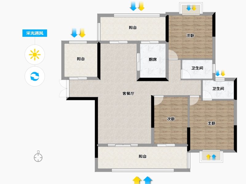 湖南省-邵阳市-恒泰珑湖·二期-133.28-户型库-采光通风